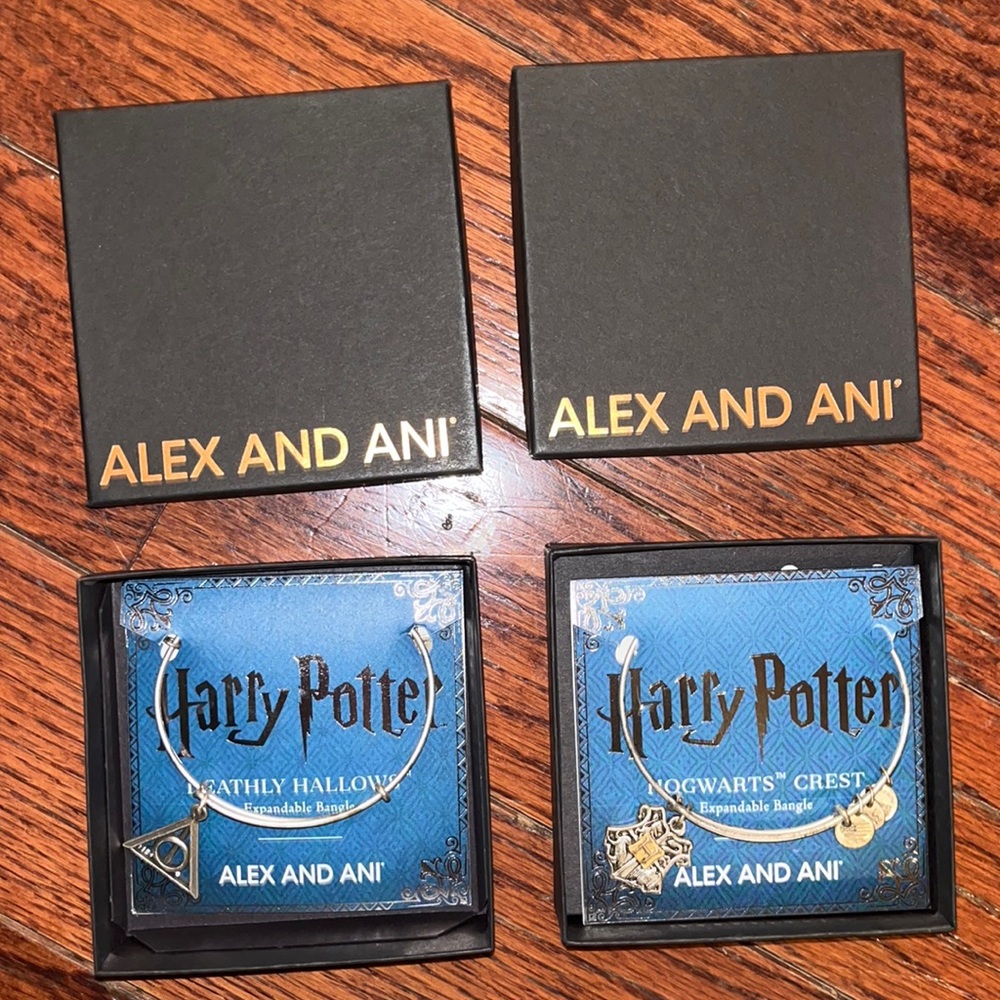 Hogwarts Crest and Deathly Hallows Bangles Alex and Ani Harry Potter